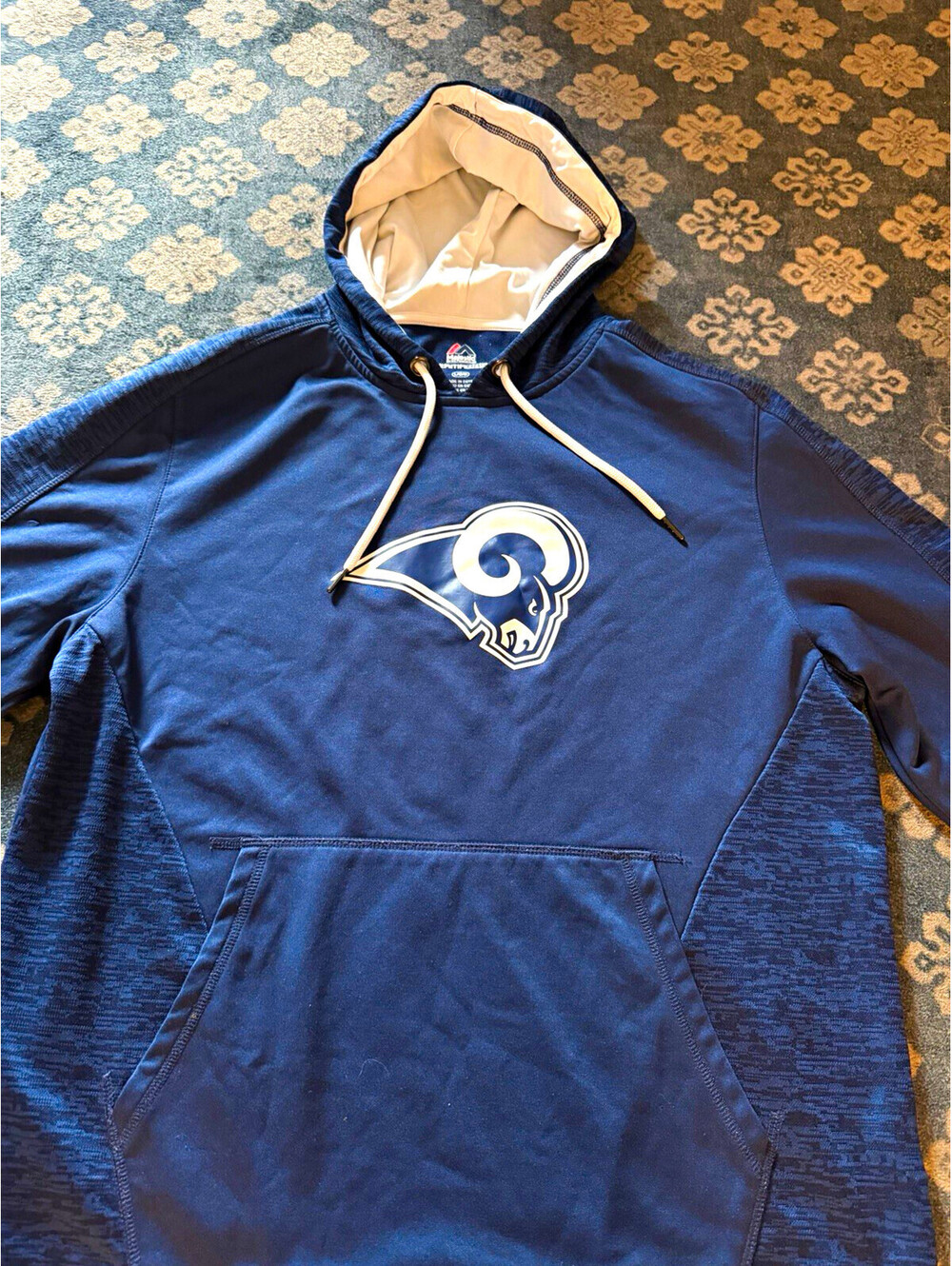 Los Angeles Rams Majestic Therma Base Hoodie Mens Large Blue NFL Football